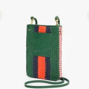 CLARE V. WOVEN POCHE - EVERGREEN MULTI STRIPE origional $235.00